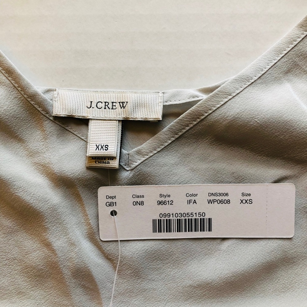 NWT J. Crew GREY Silk Racerback Tank w/ Adjustable Straps in Colorblock - Picture 6 of 7